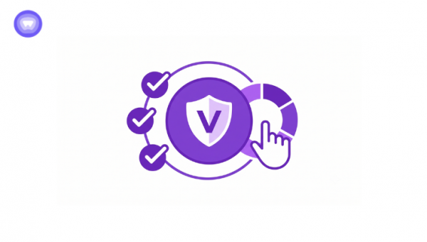 Minimalist purple shield icon with checkmarks representing a secure VPN choice.